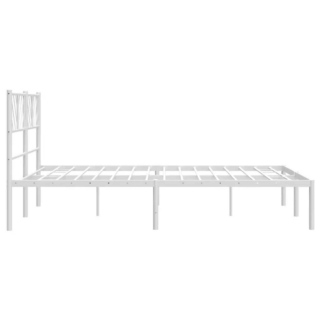 Metal Bed Frame with Headboard White 135x190 cm 372227