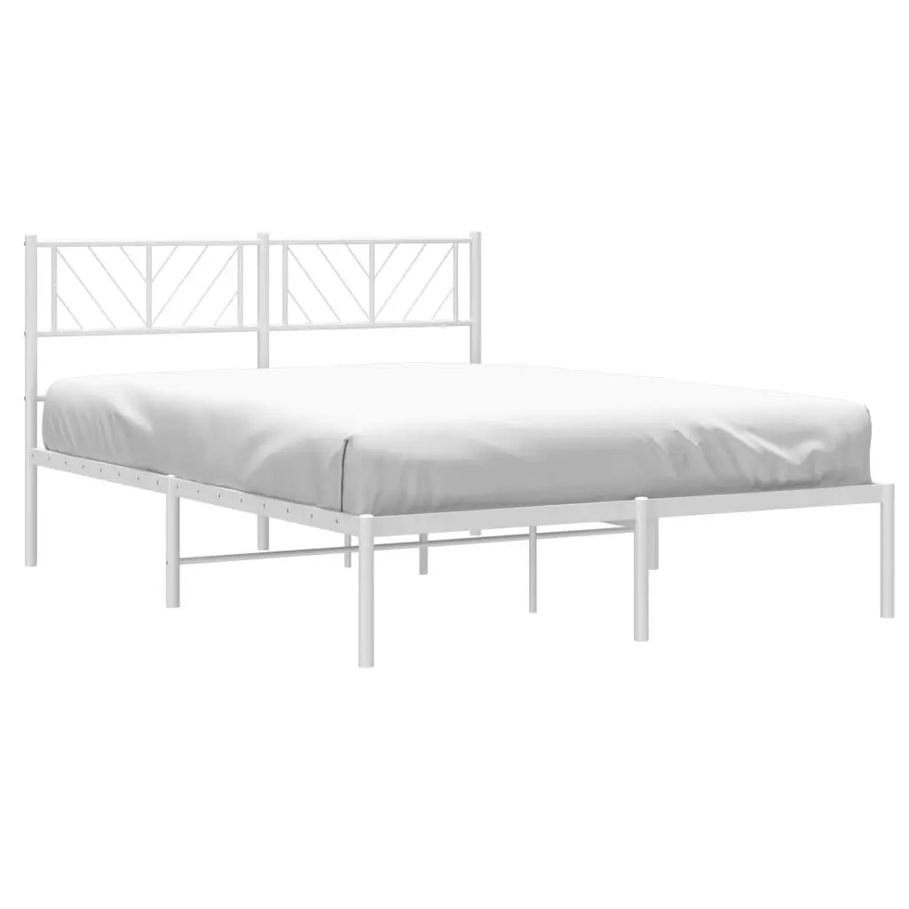 Metal Bed Frame with Headboard White 135x190 cm 372227