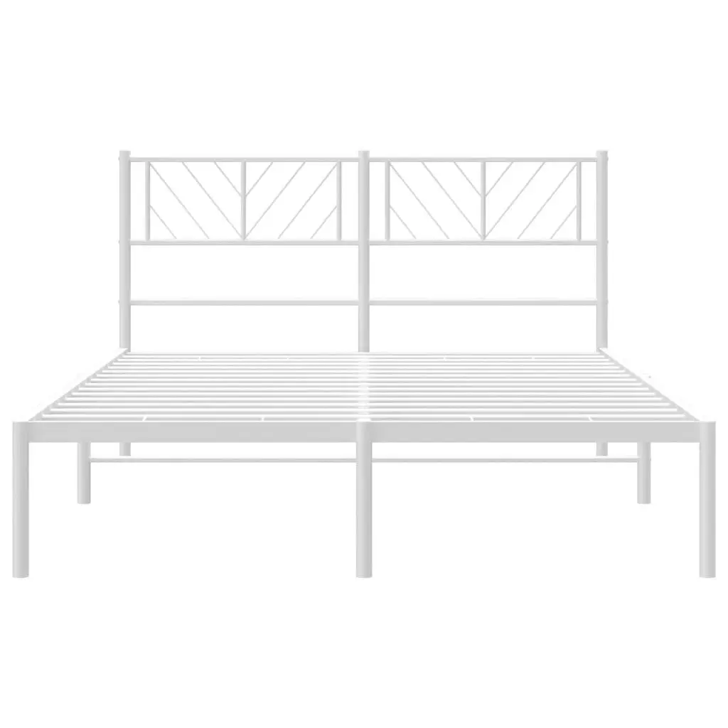 Metal Bed Frame with Headboard White 135x190 cm 372227