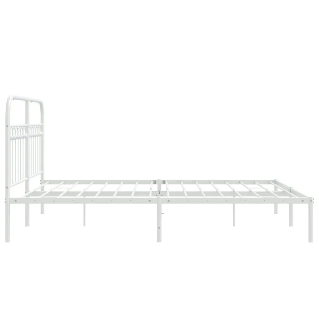 Metal Bed Frame with Headboard White 150x200 cm 376651