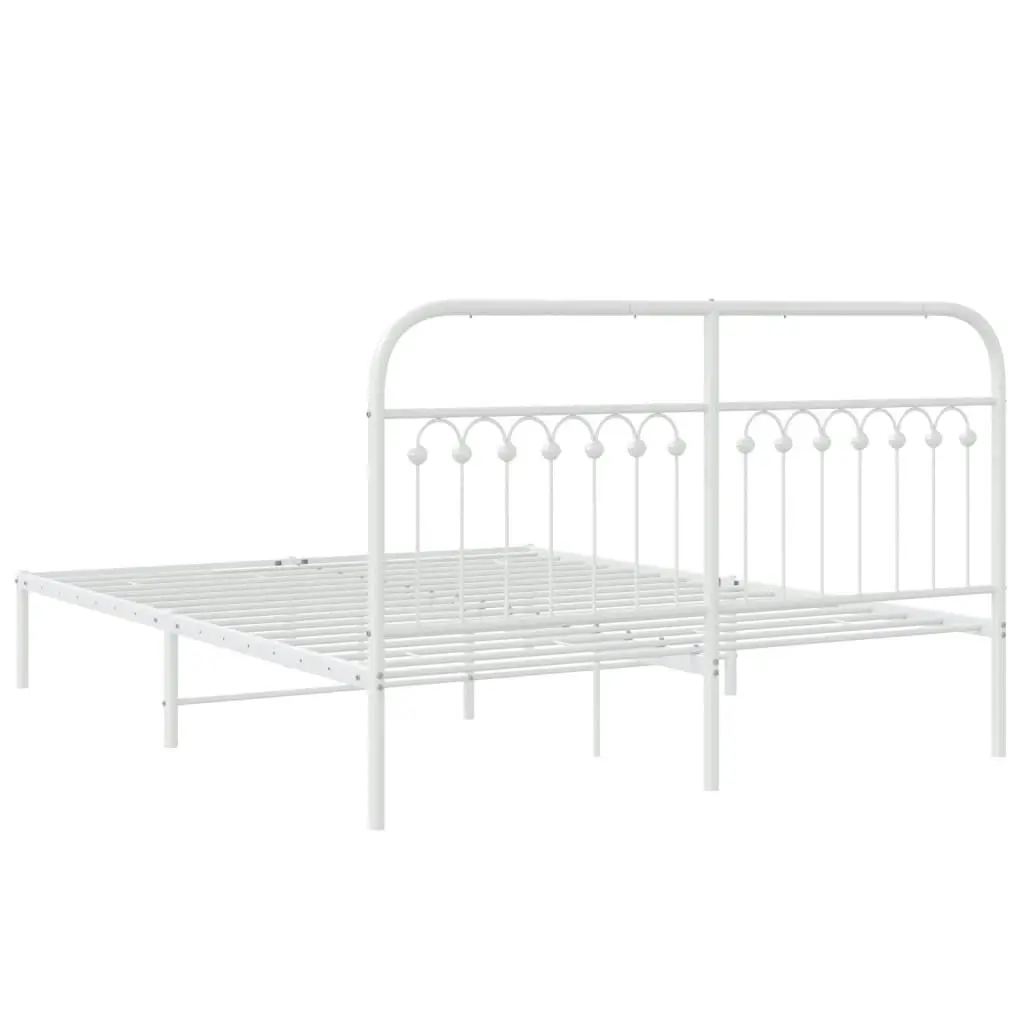 Metal Bed Frame with Headboard White 150x200 cm 376651