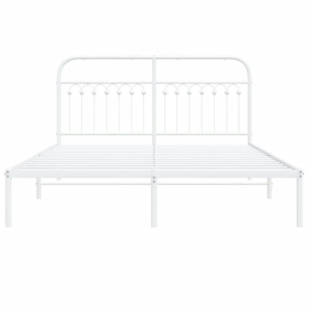 Metal Bed Frame with Headboard White 150x200 cm 376651