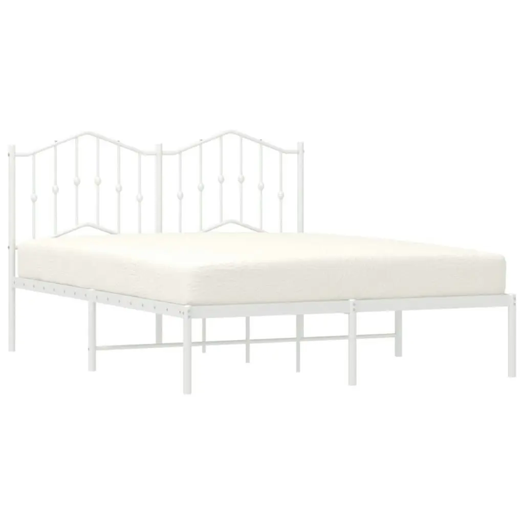 Metal Bed Frame with Headboard White 135x190 cm 373837