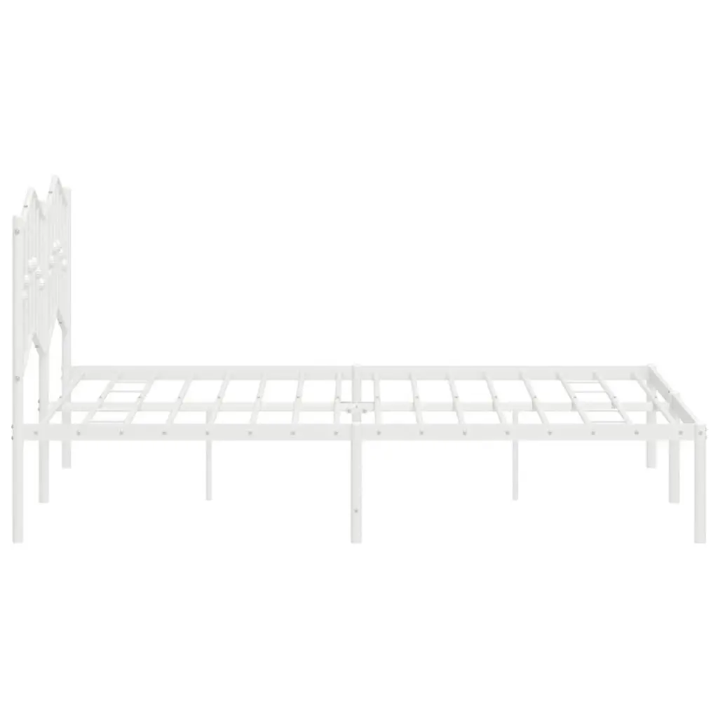 Metal Bed Frame with Headboard White 135x190 cm 373837