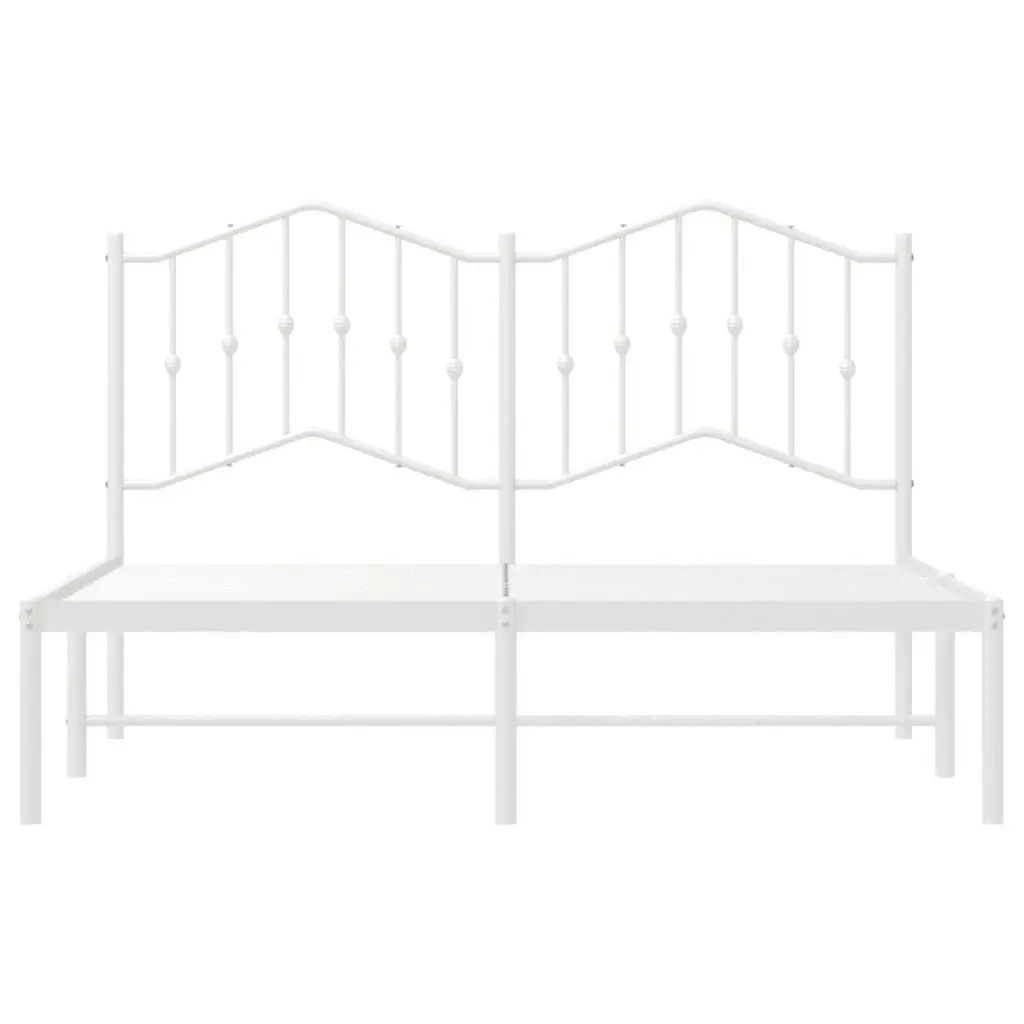 Metal Bed Frame with Headboard White 135x190 cm 373837