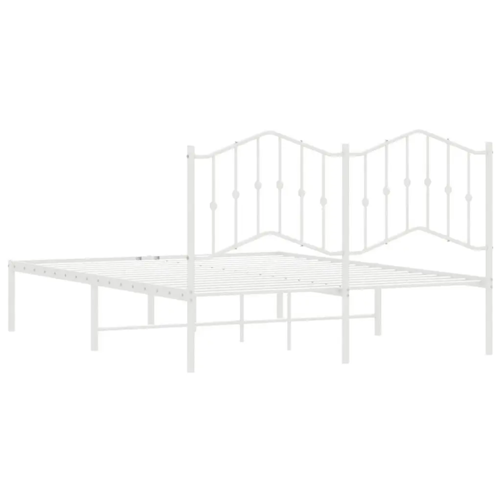 Metal Bed Frame with Headboard White 135x190 cm 373837