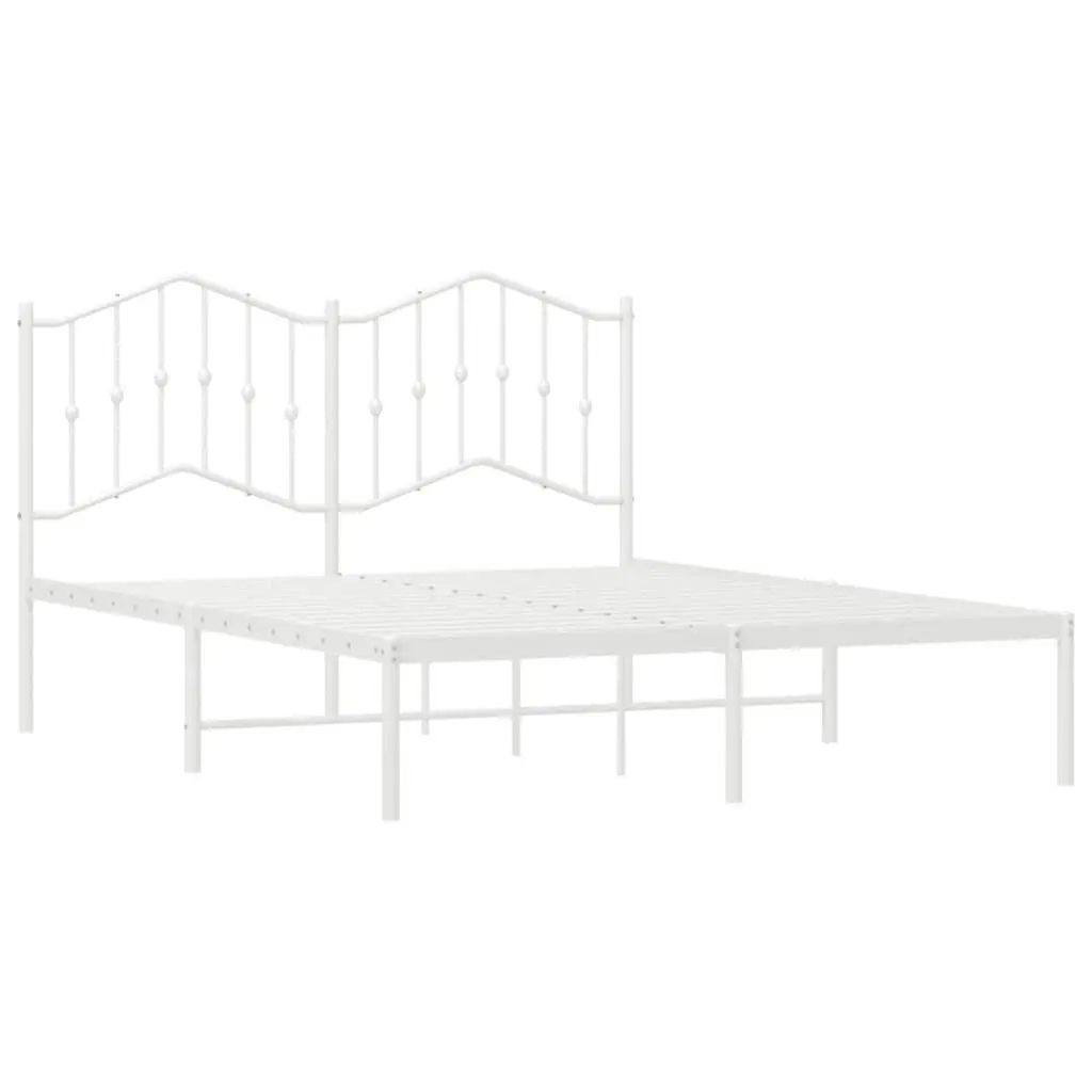 Metal Bed Frame with Headboard White 135x190 cm 373837