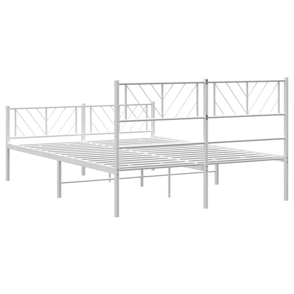 Metal Bed Frame with Headboard and Footboard White 135x190 cm 372245