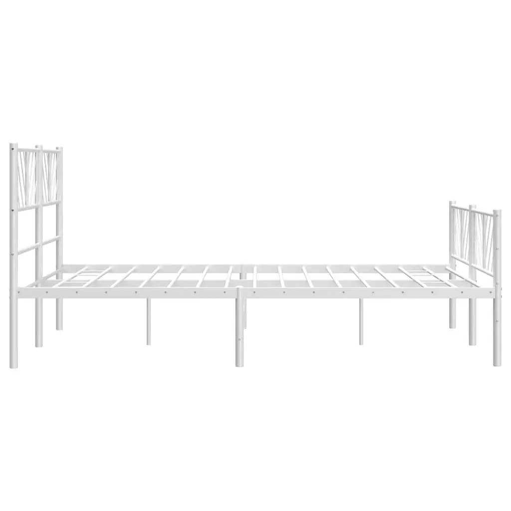 Metal Bed Frame with Headboard and Footboard White 135x190 cm 372245