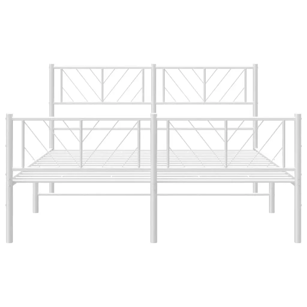 Metal Bed Frame with Headboard and Footboard White 135x190 cm 372245