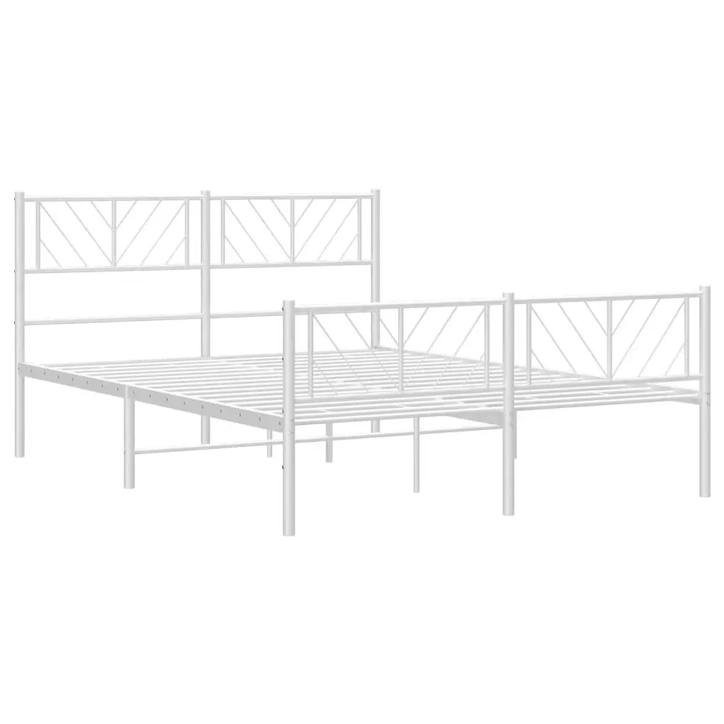 Metal Bed Frame with Headboard and Footboard White 135x190 cm 372245