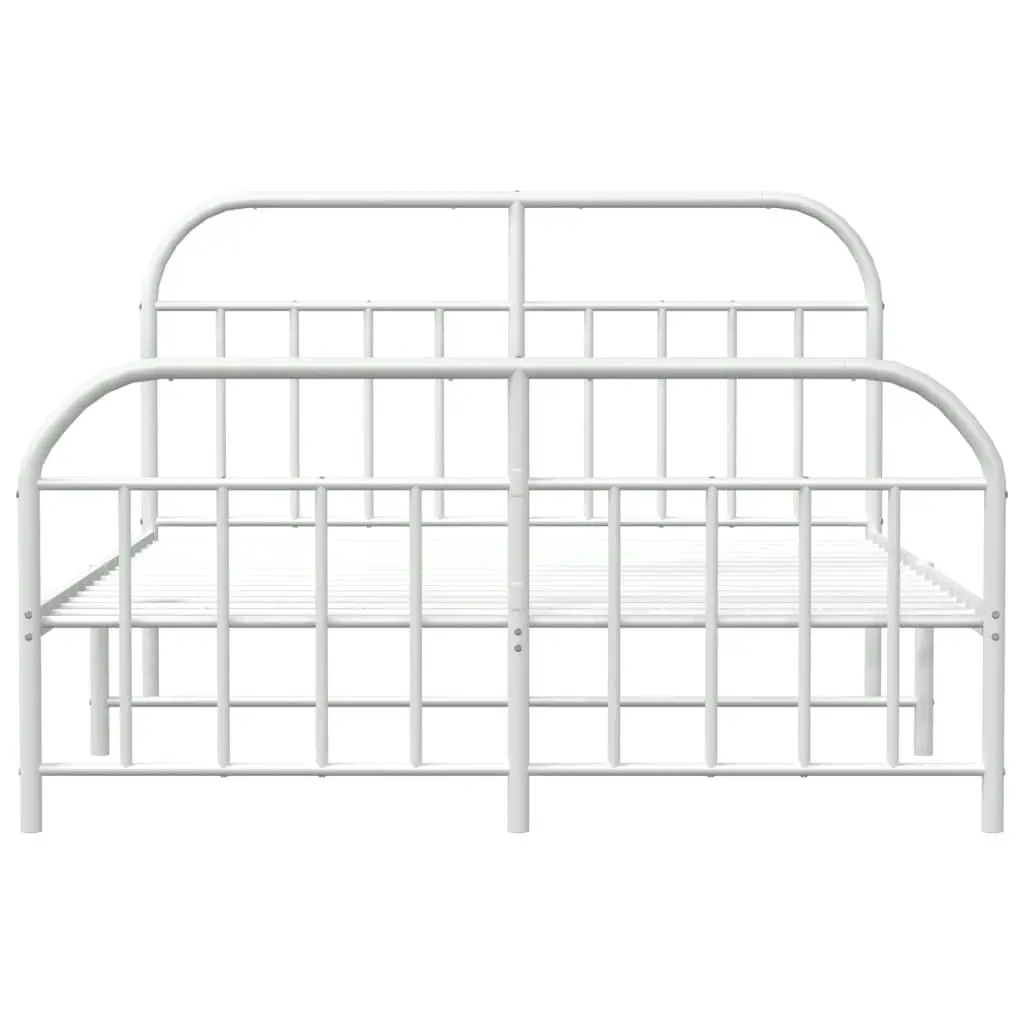 Metal Bed Frame with Headboard and Footboard White 183x203 cm King 353706