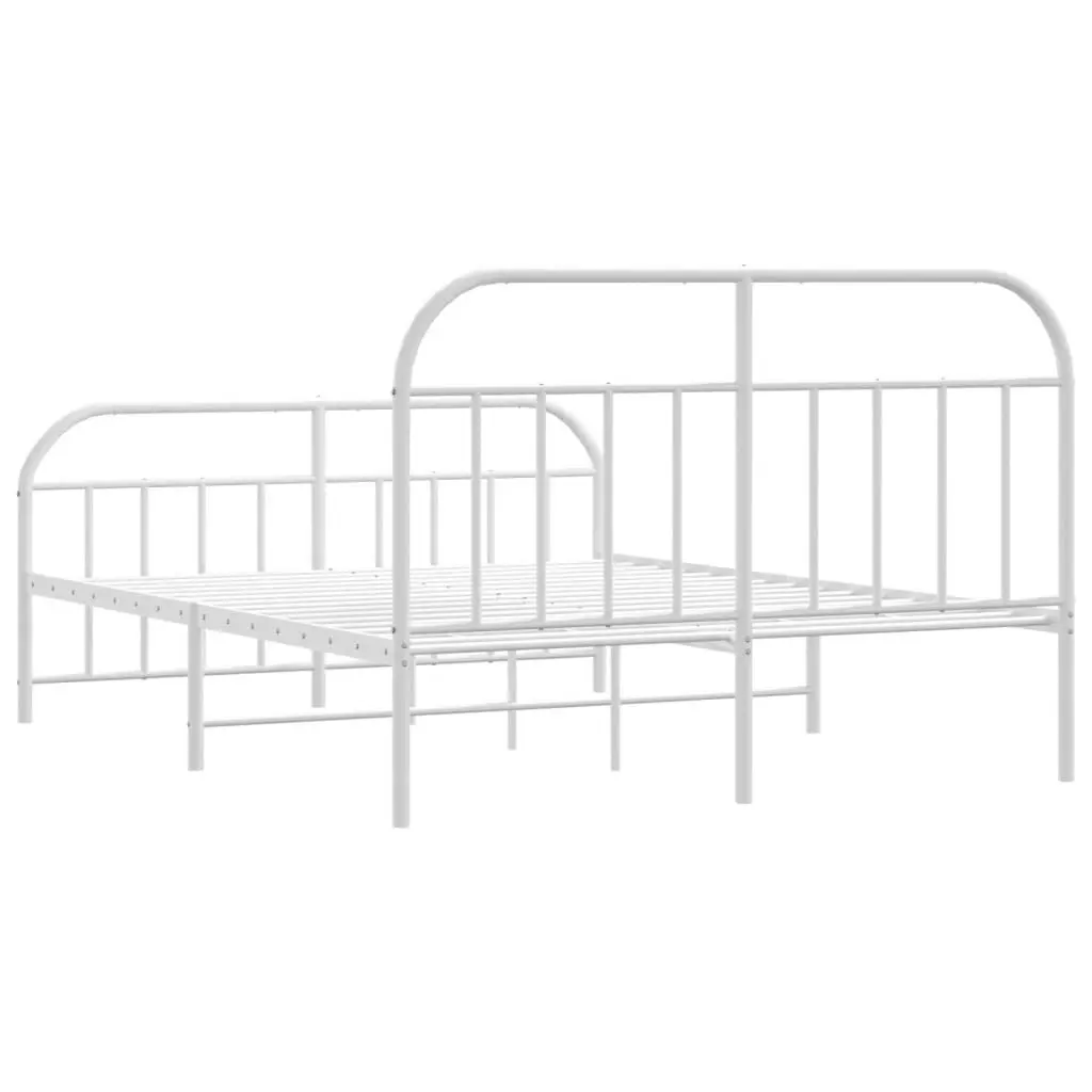 Metal Bed Frame with Headboard and Footboard White 183x203 cm King 353706