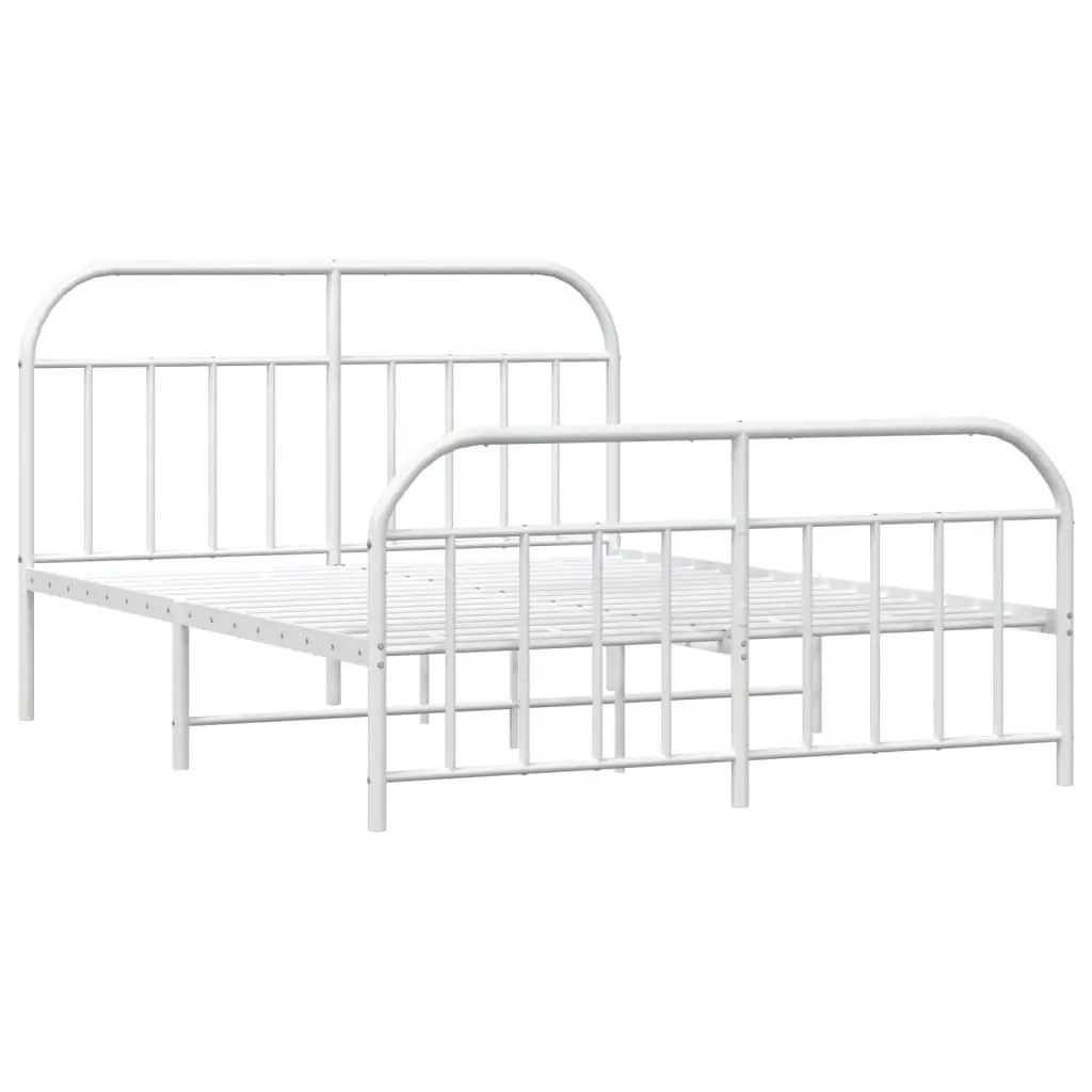 Metal Bed Frame with Headboard and Footboard White 183x203 cm King 353706