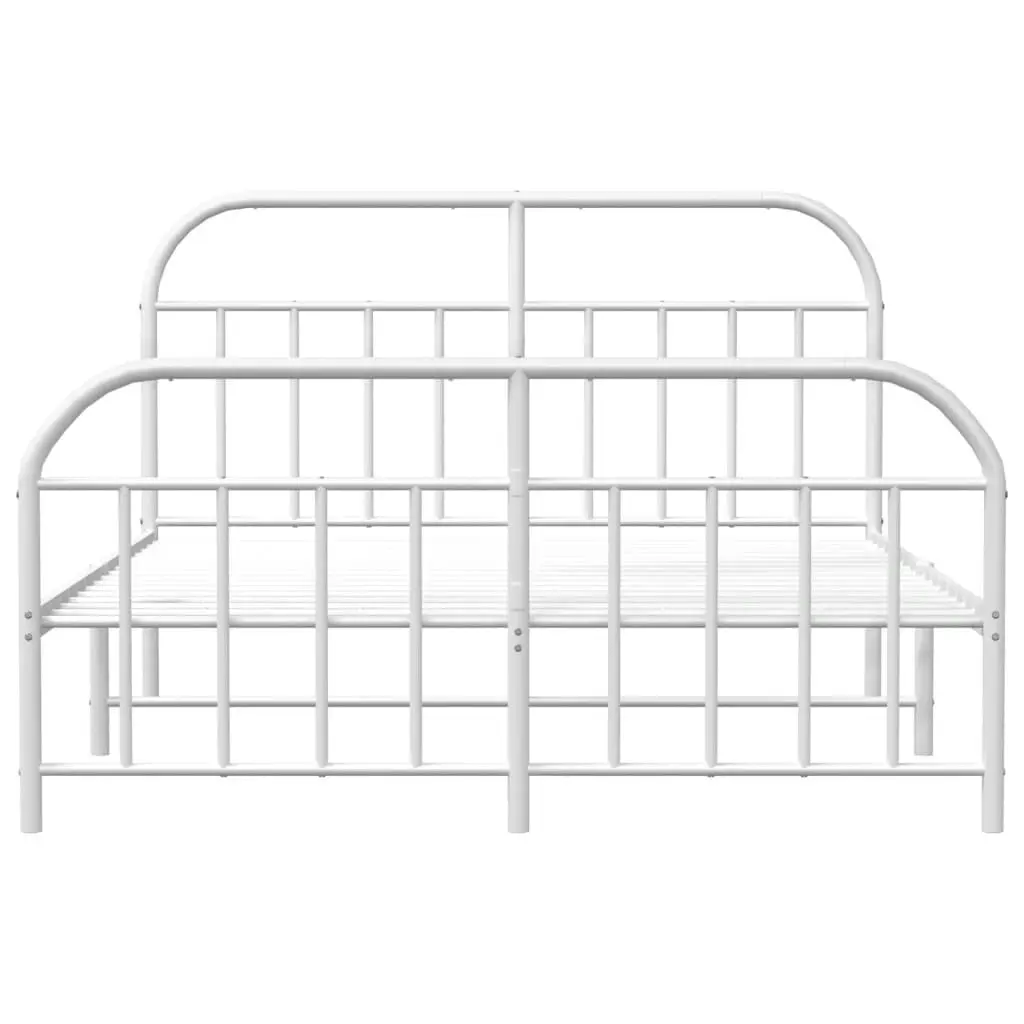 Metal Bed Frame with Headboard and Footboard White 183x203 cm King 353706