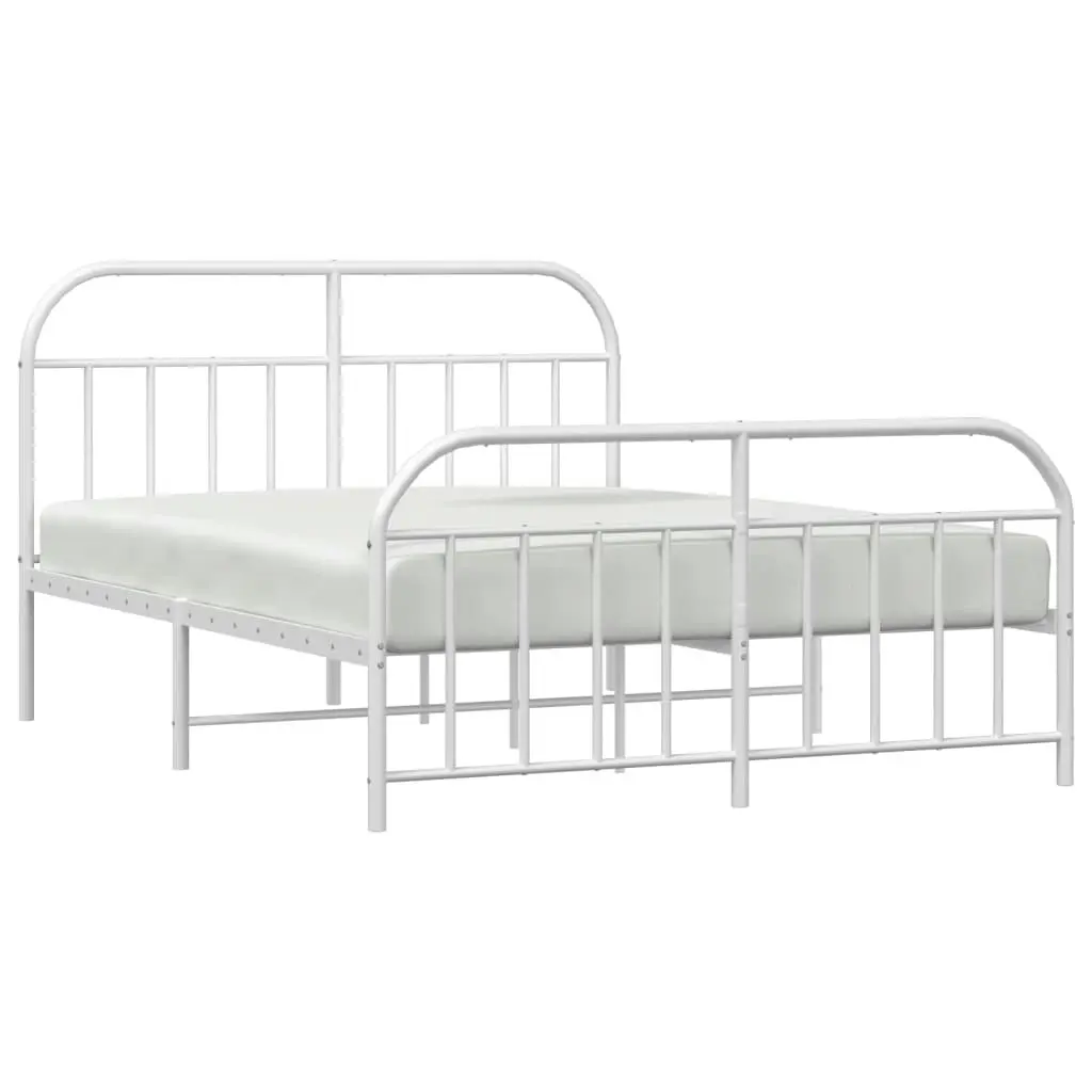 Metal Bed Frame with Headboard and Footboard White 183x203 cm King 353706