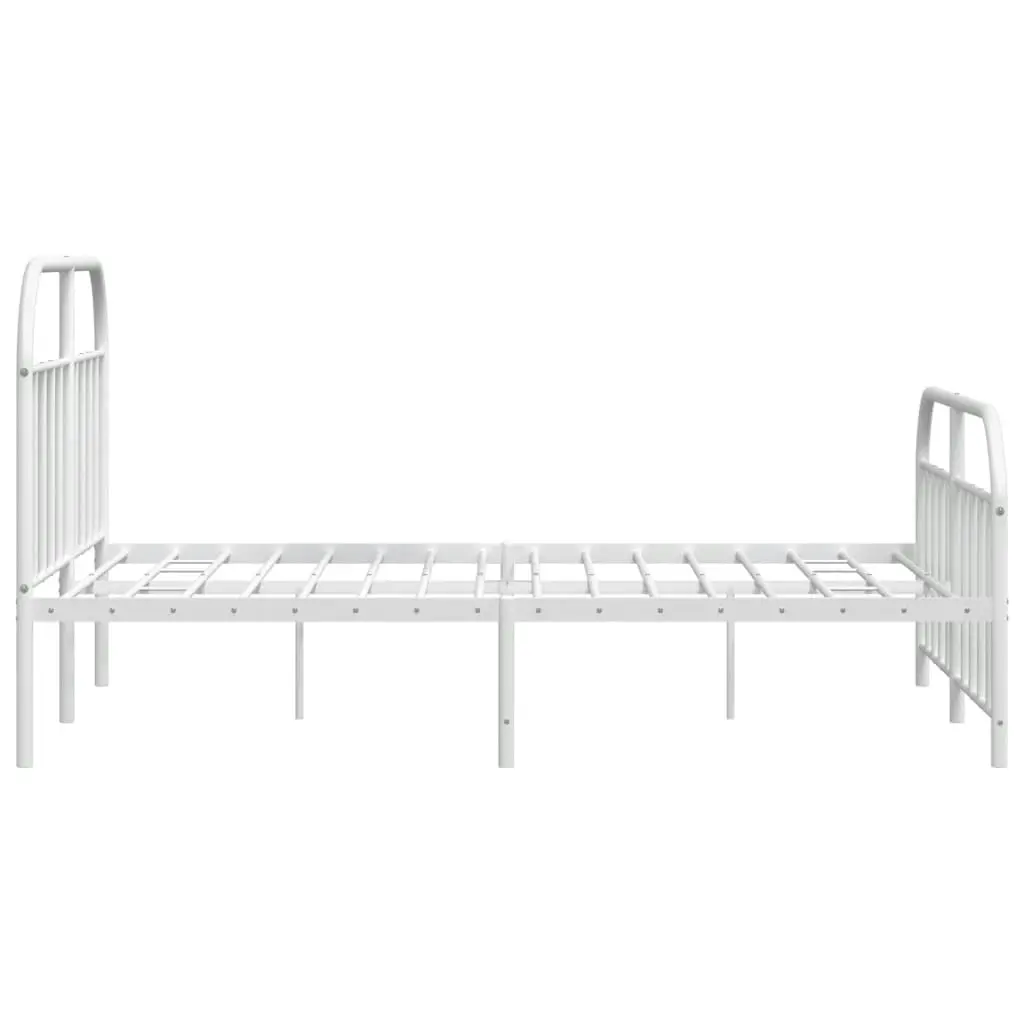 Metal Bed Frame with Headboard and Footboard White 183x203 cm King 353706