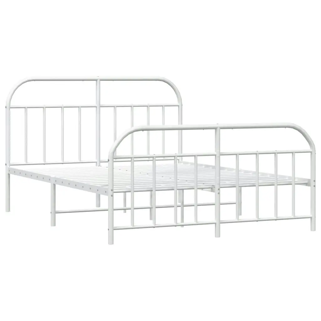 Metal Bed Frame with Headboard and Footboard White 183x203 cm King 353706