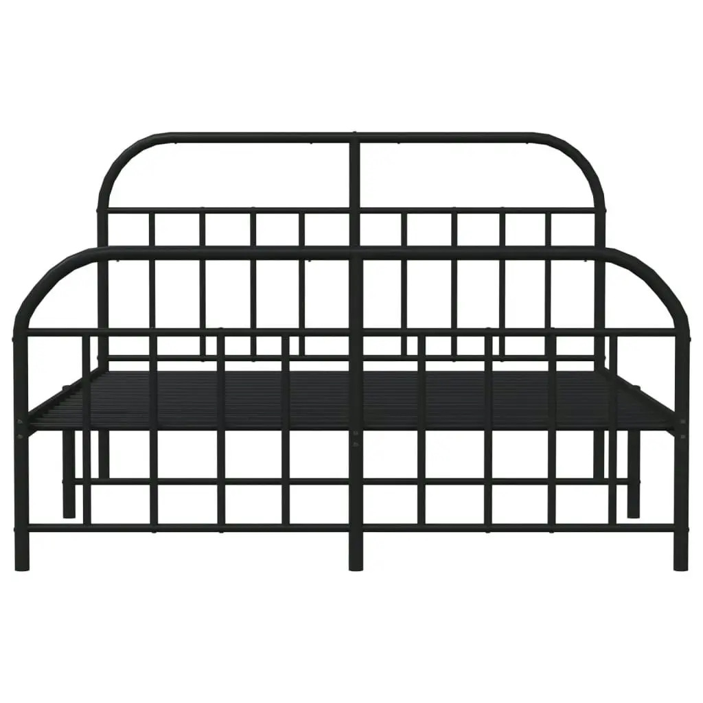 Metal Bed Frame with Headboard and Footboard Black 183x203 cm King 353657