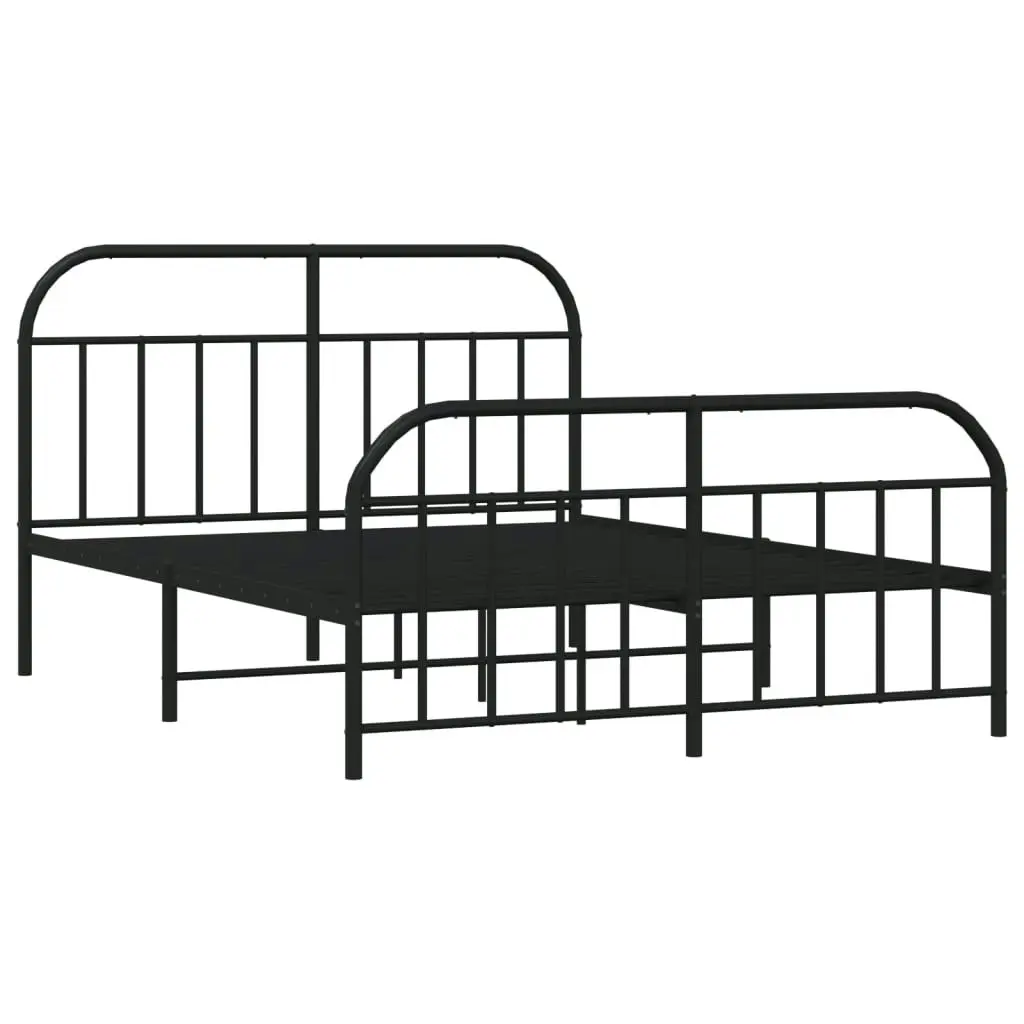 Metal Bed Frame with Headboard and Footboard Black 183x203 cm King 353657