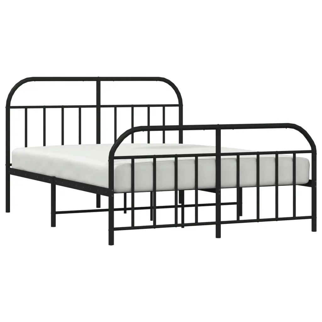 Metal Bed Frame with Headboard and Footboard Black 183x203 cm King 353657