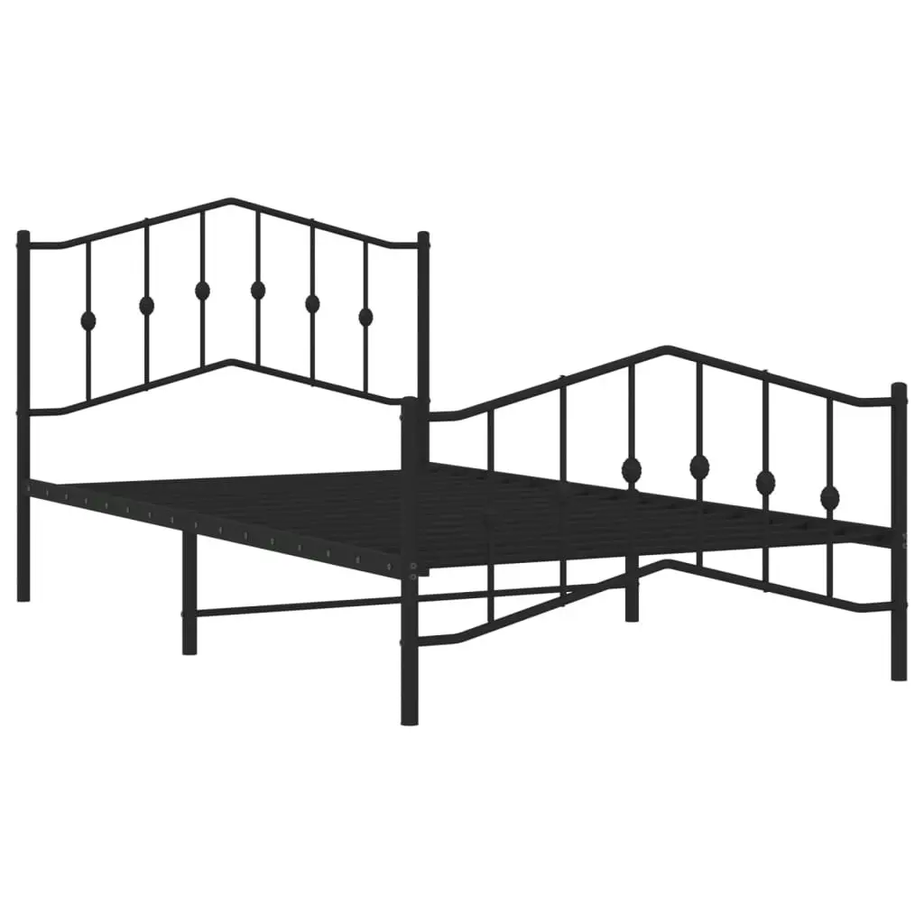 Metal Bed Frame with Headboard and FootboardÂ Black 107x203 cm 373803