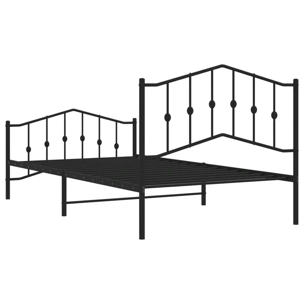 Metal Bed Frame with Headboard and FootboardÂ Black 107x203 cm 373803