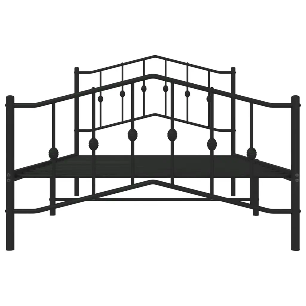 Metal Bed Frame with Headboard and FootboardÂ Black 107x203 cm 373803