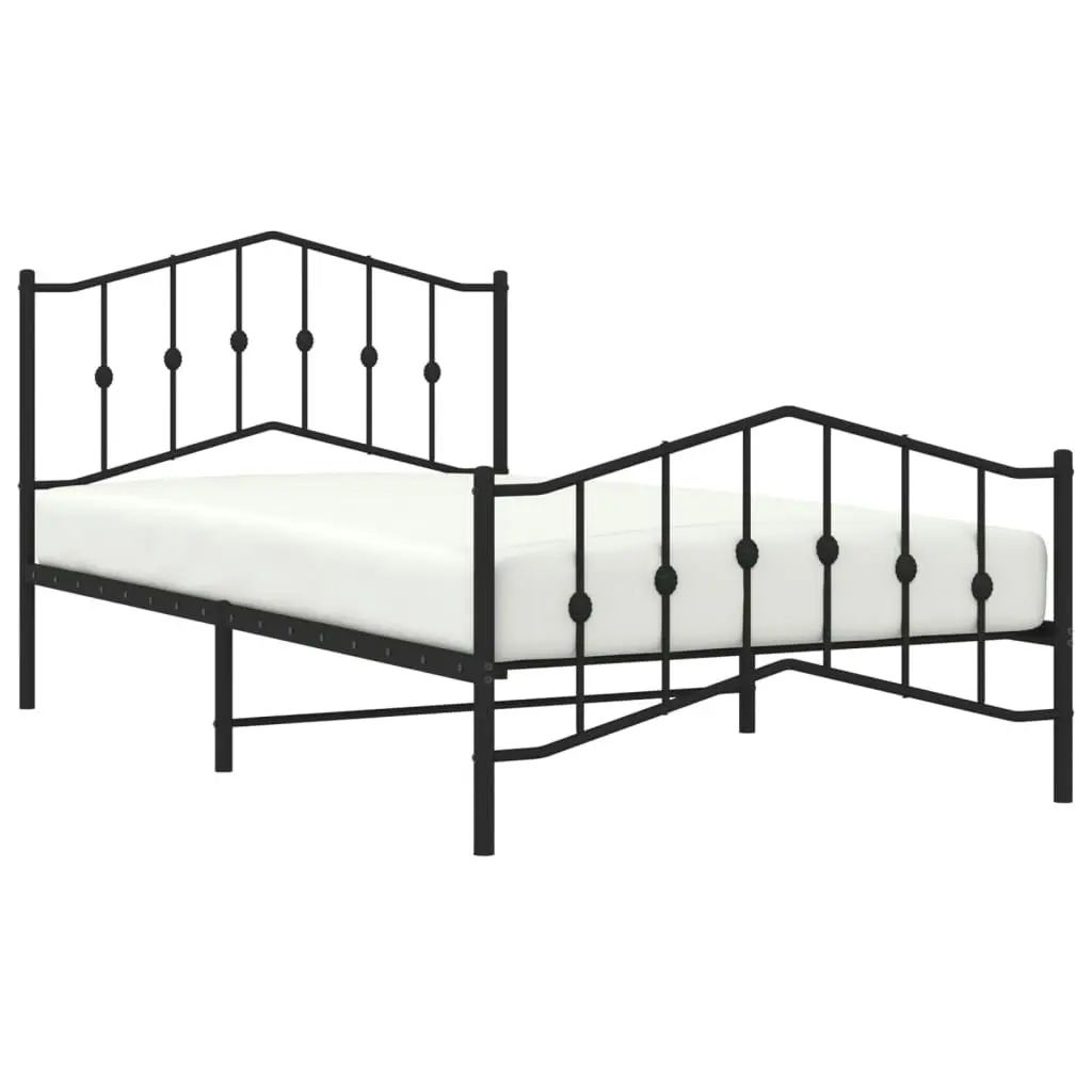 Metal Bed Frame with Headboard and FootboardÂ Black 107x203 cm 373803