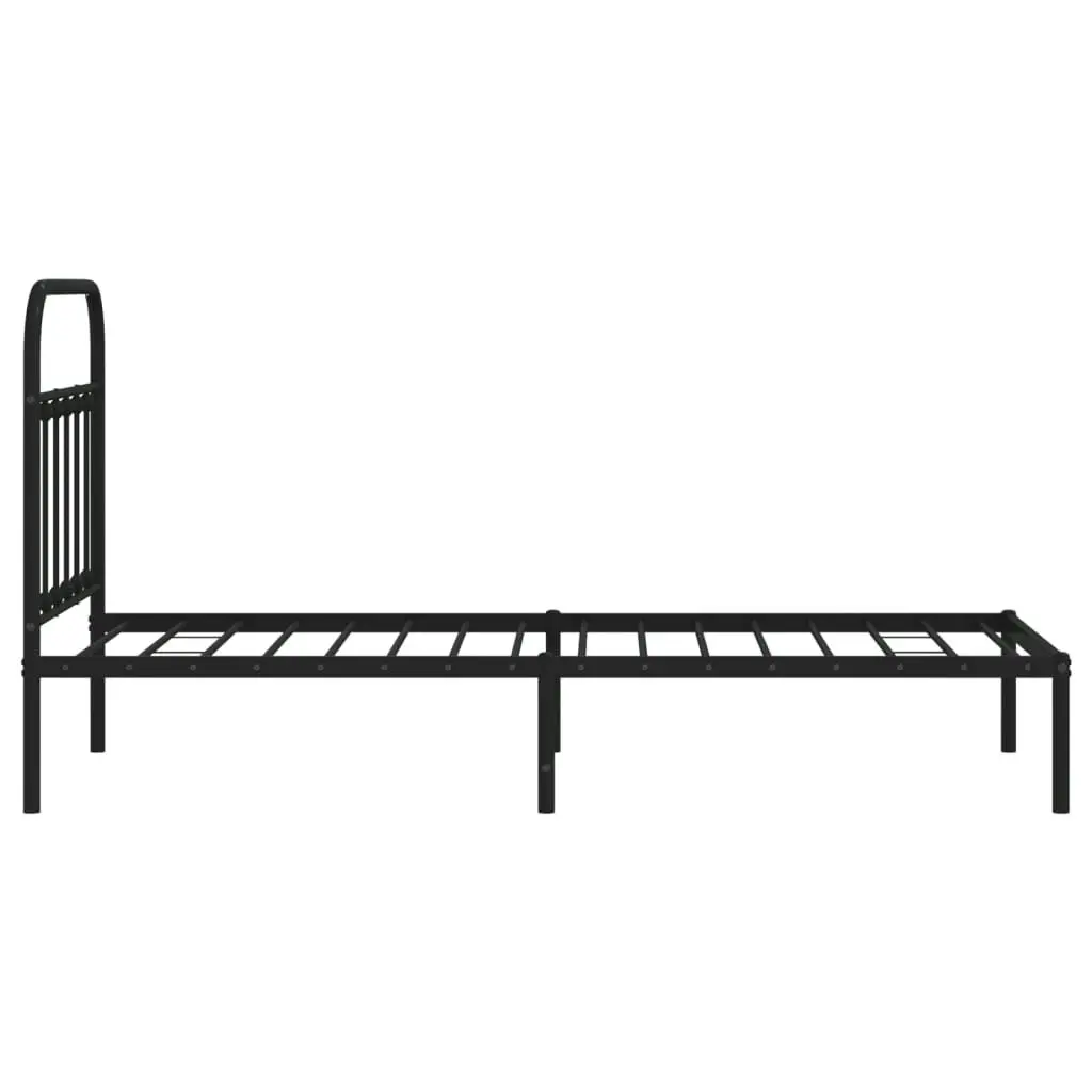 Metal Bed Frame with Headboard Black 92x187 cm Single Size 352570