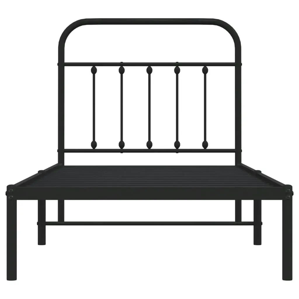 Metal Bed Frame with Headboard Black 92x187 cm Single Size 352570