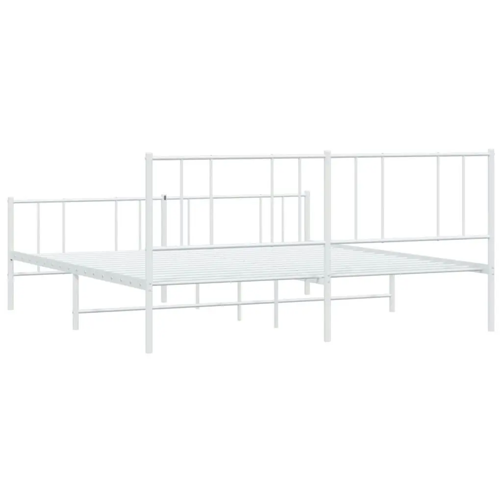 Metal Bed Frame without Mattress with Footboard White 183x203 cm King 352551