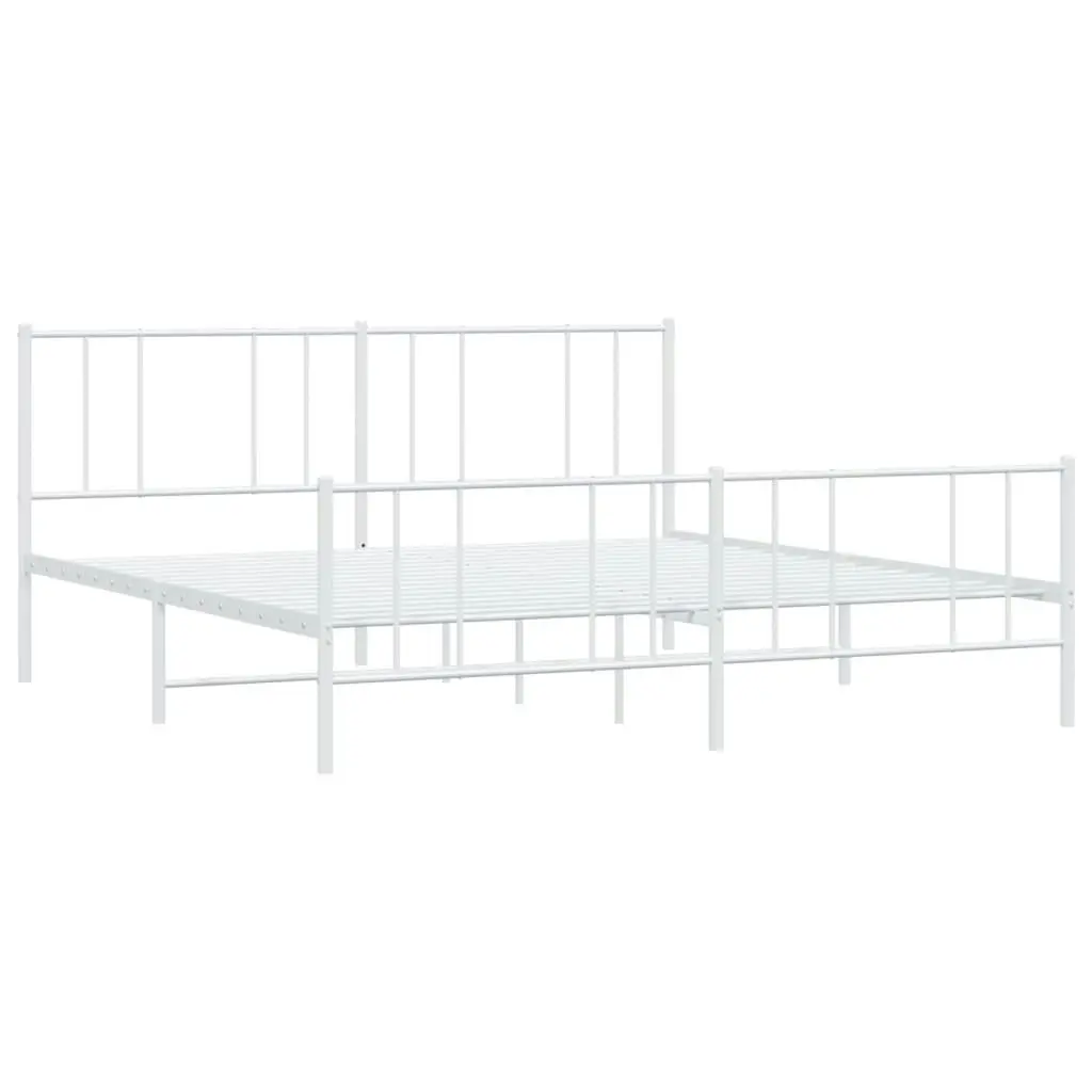 Metal Bed Frame without Mattress with Footboard White 183x203 cm King 352551