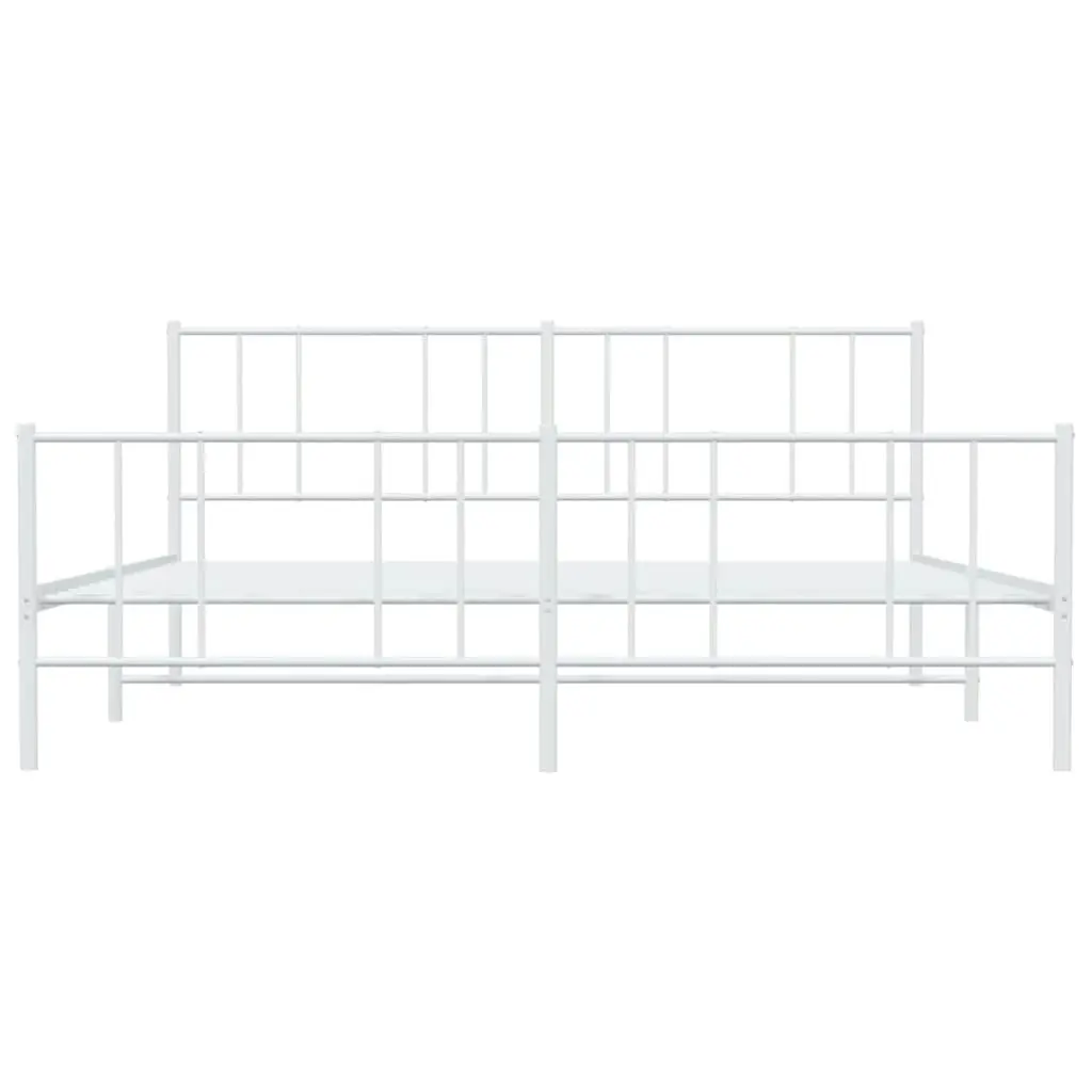 Metal Bed Frame without Mattress with Footboard White 183x203 cm King 352551