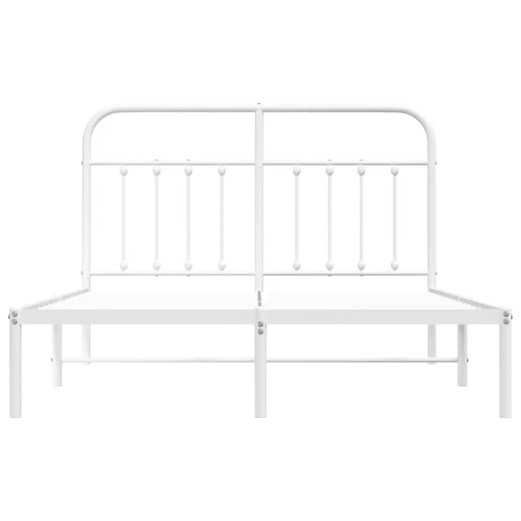 Metal Bed Frame with Headboard White 153x203 cm Queen Size 352629