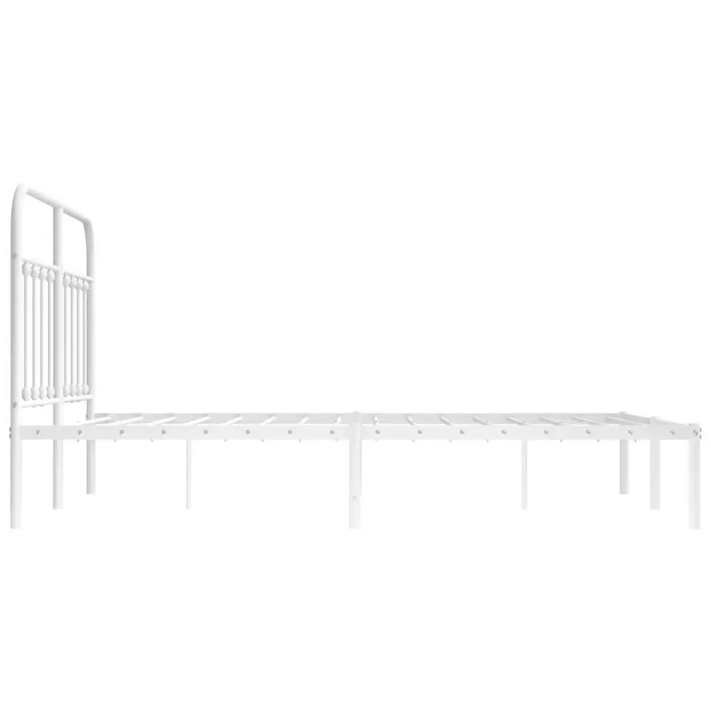 Metal Bed Frame with Headboard White 153x203 cm Queen Size 352629