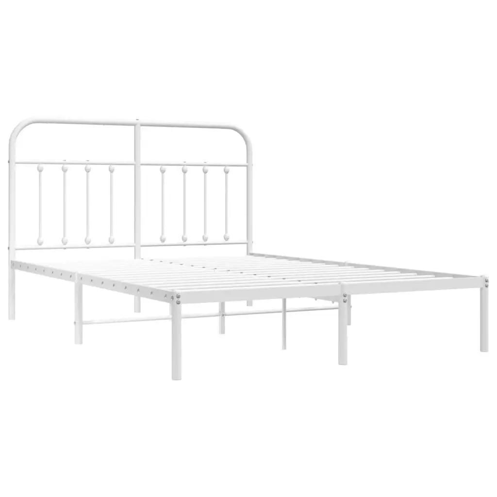 Metal Bed Frame with Headboard White 153x203 cm Queen Size 352629