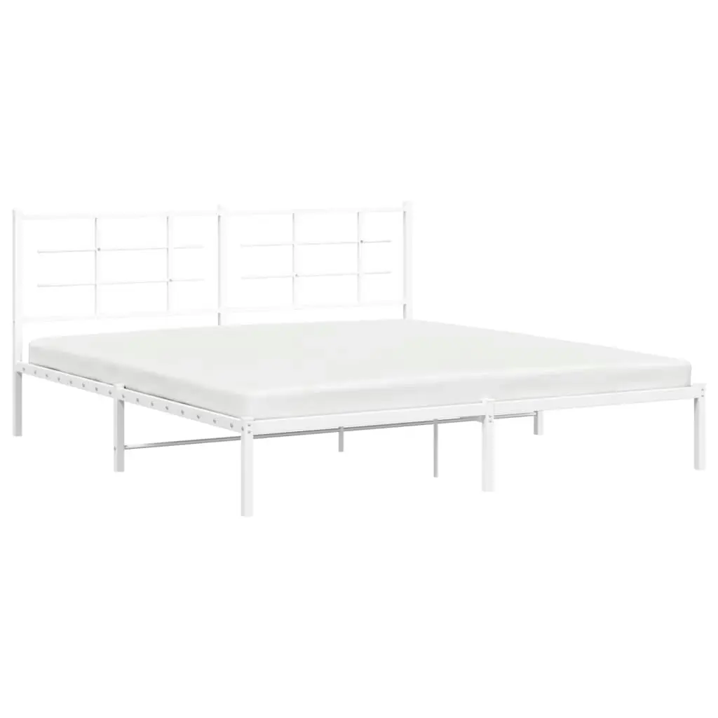 Metal Bed Frame with Headboard White 183x203 cm King Size 355614