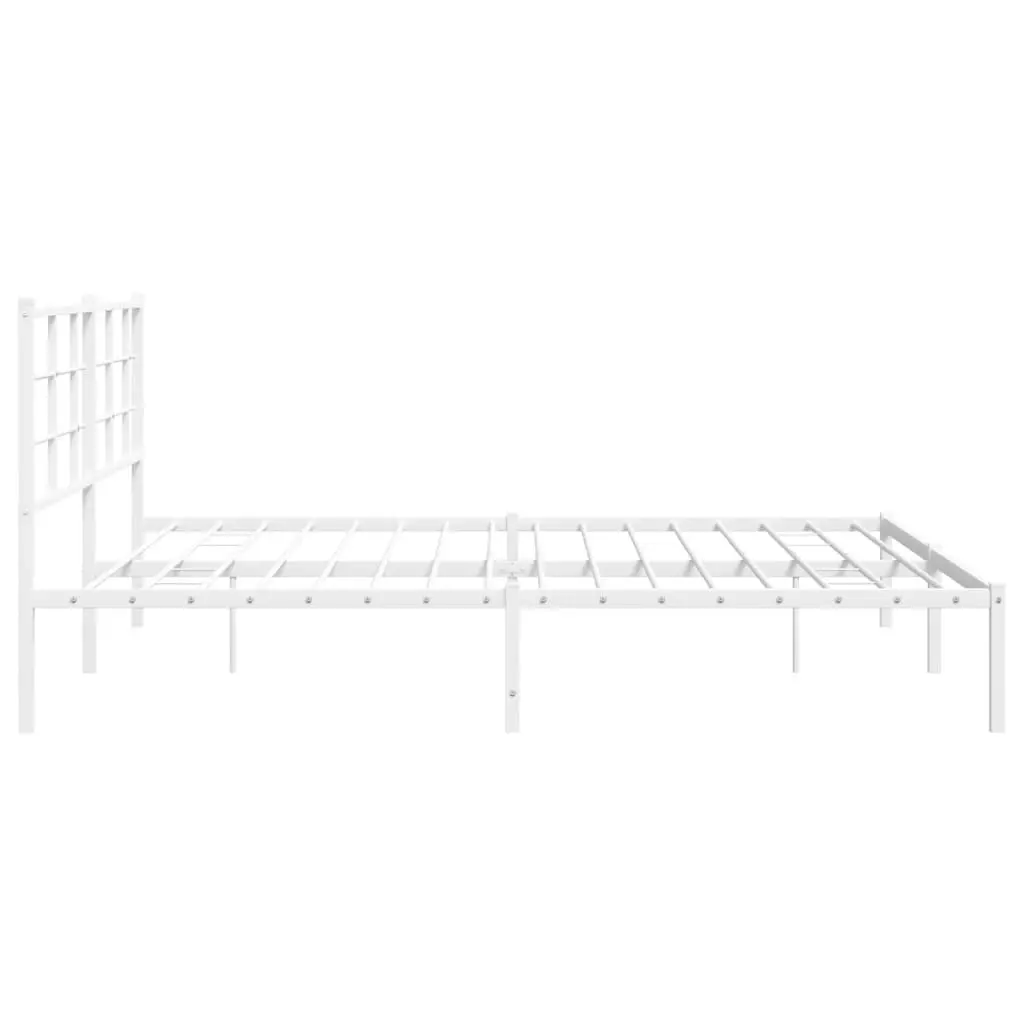 Metal Bed Frame with Headboard White 183x203 cm King Size 355614