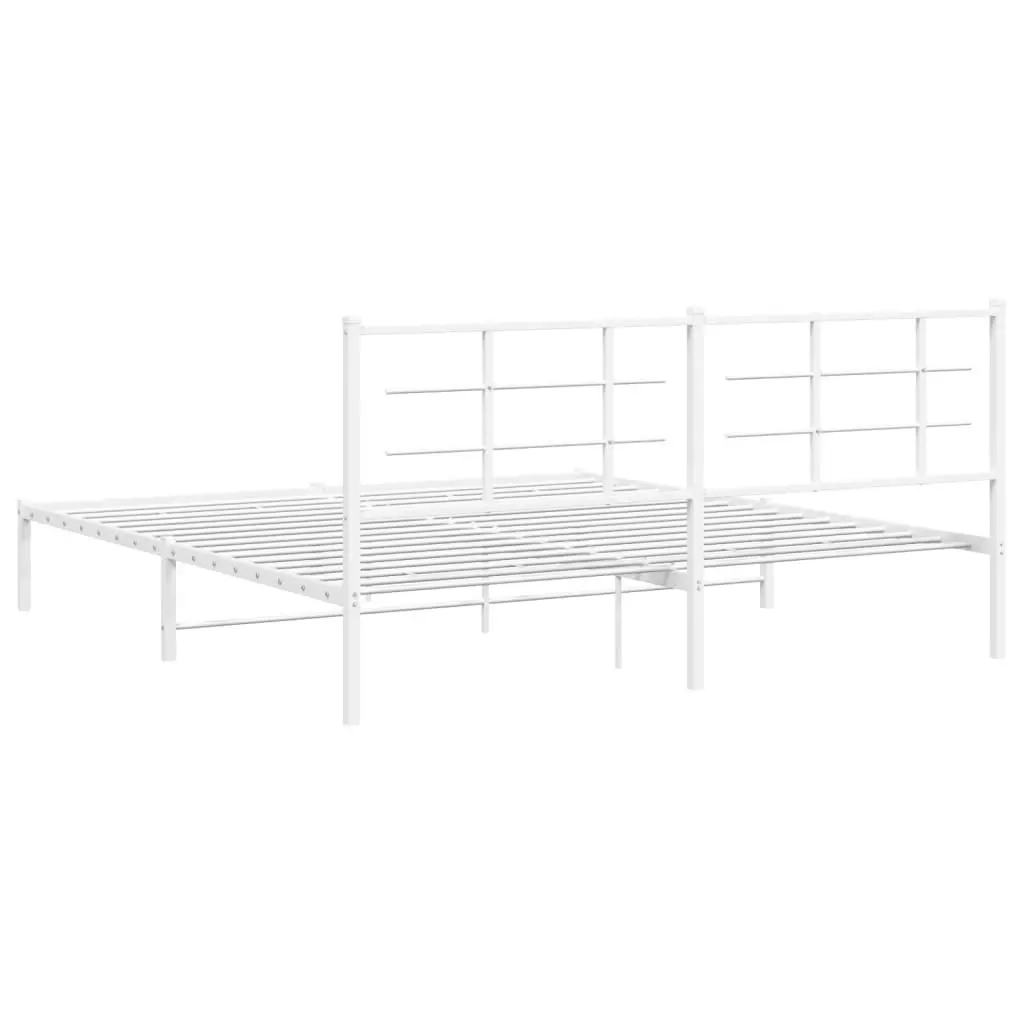 Metal Bed Frame with Headboard White 183x203 cm King Size 355614