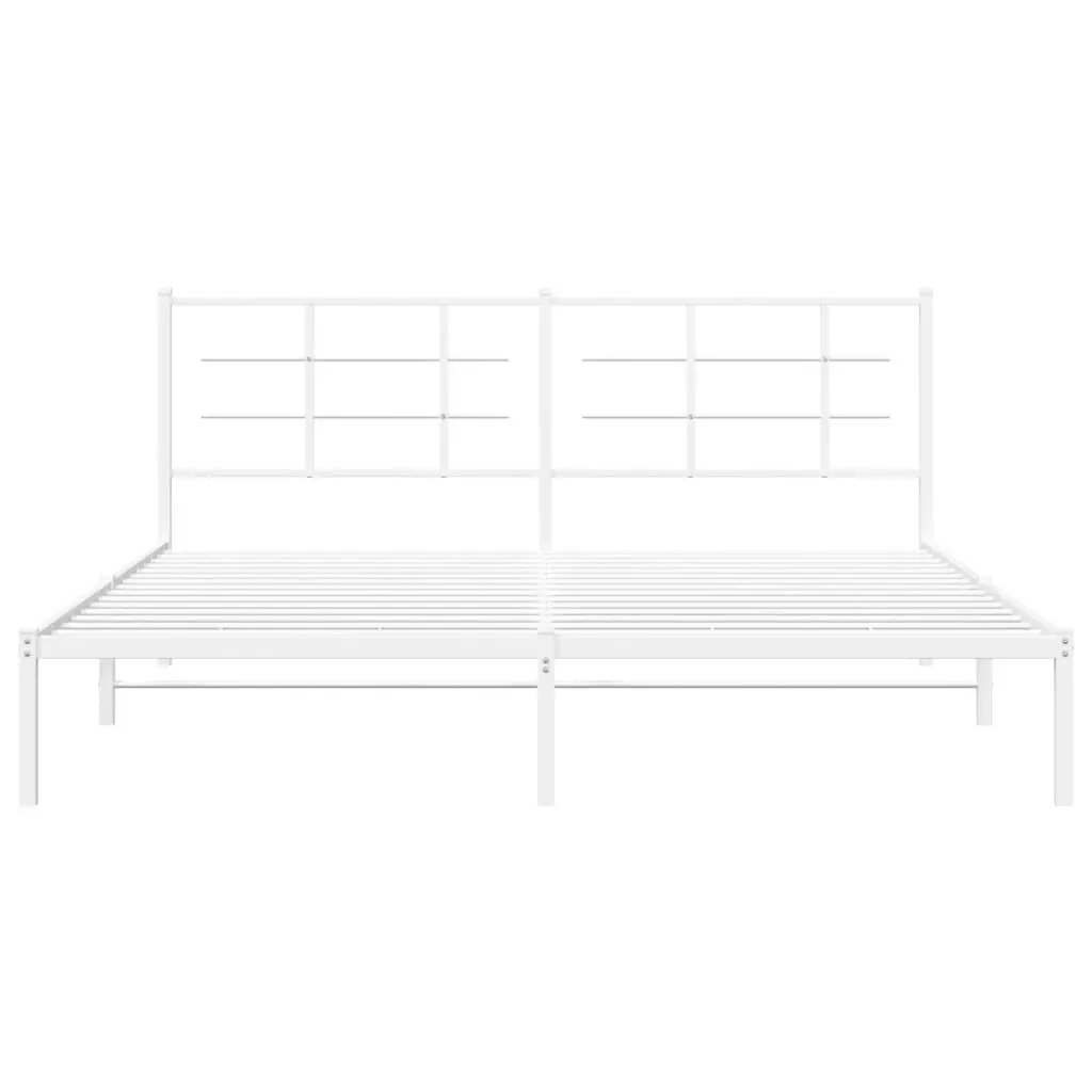 Metal Bed Frame with Headboard White 183x203 cm King Size 355614