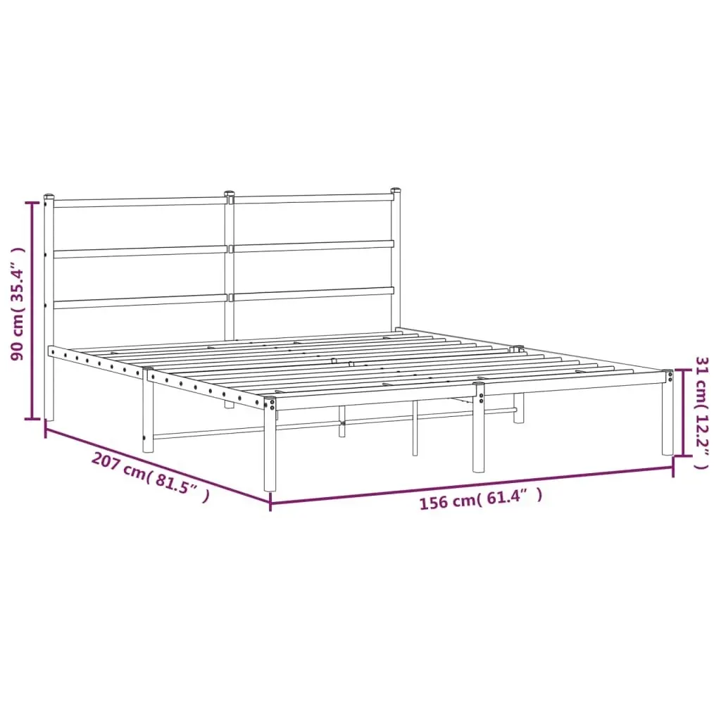 Metal Bed Frame with HeadboardÂ White 150x200 cm 355416