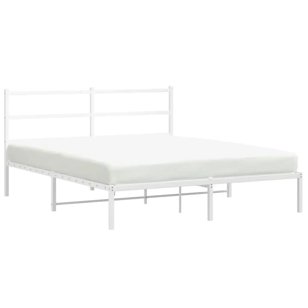 Metal Bed Frame with HeadboardÂ White 150x200 cm 355416