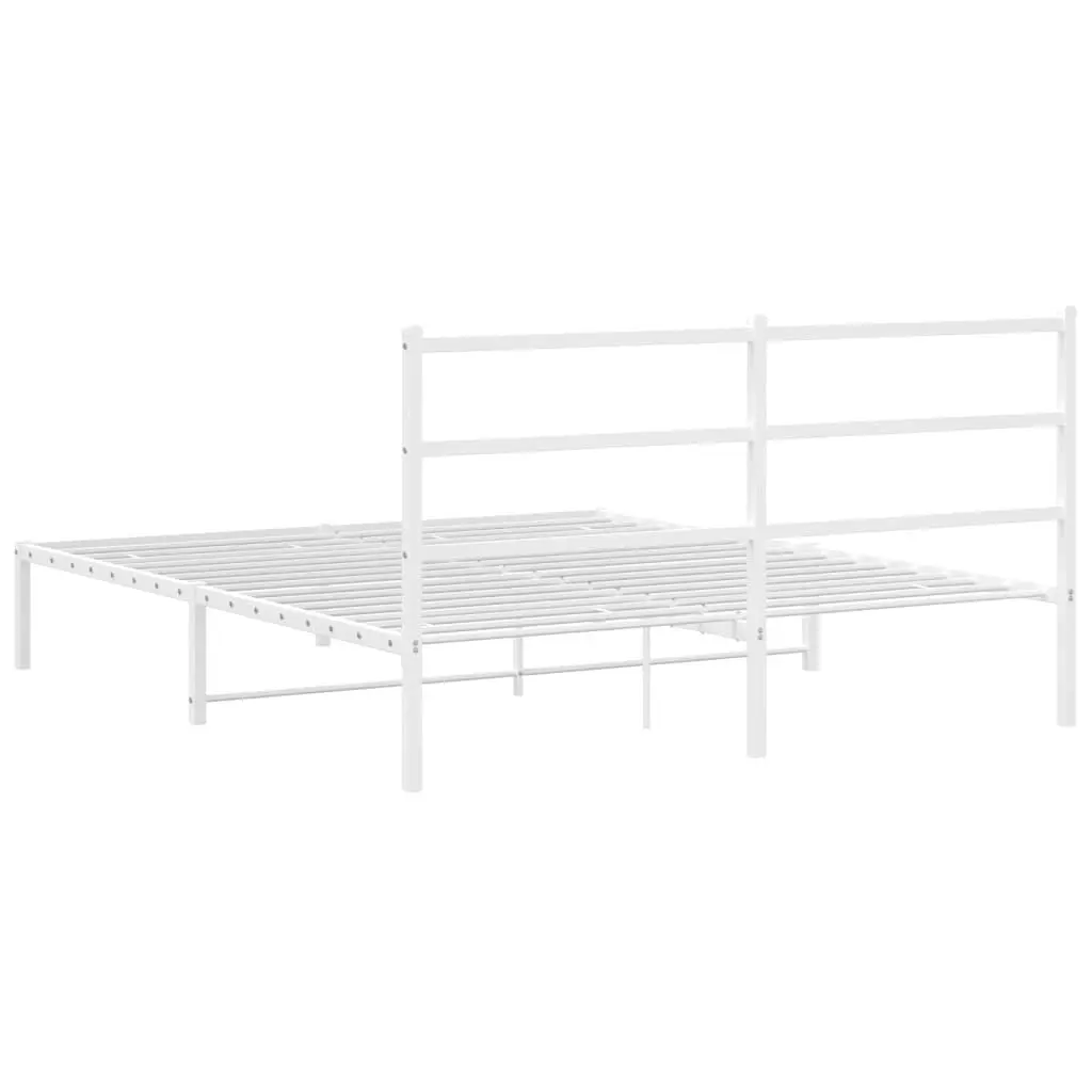 Metal Bed Frame with HeadboardÂ White 150x200 cm 355416