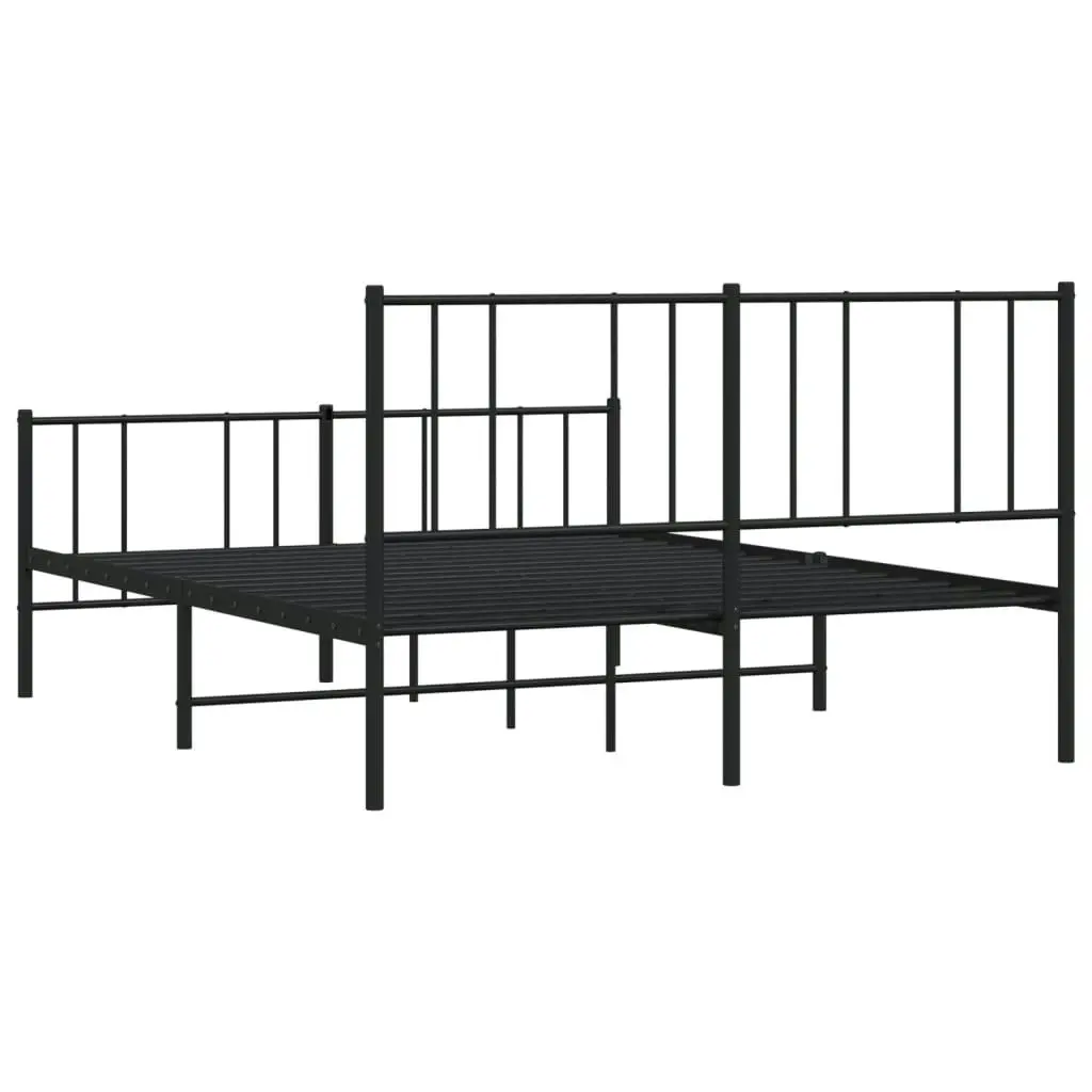 Metal Bed Frame with Headboard and Footboard Black 153x203 cm Queen Size 352500