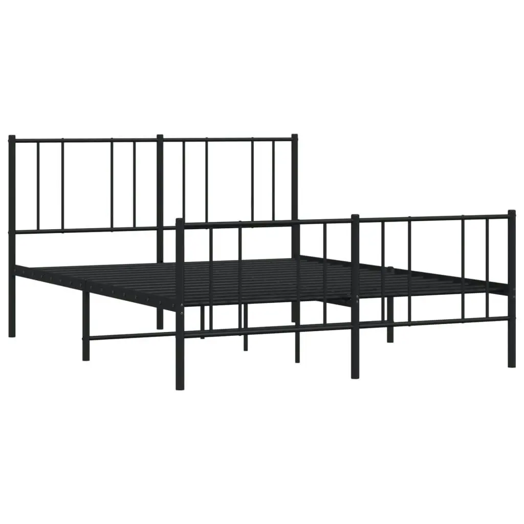 Metal Bed Frame with Headboard and Footboard Black 153x203 cm Queen Size 352500