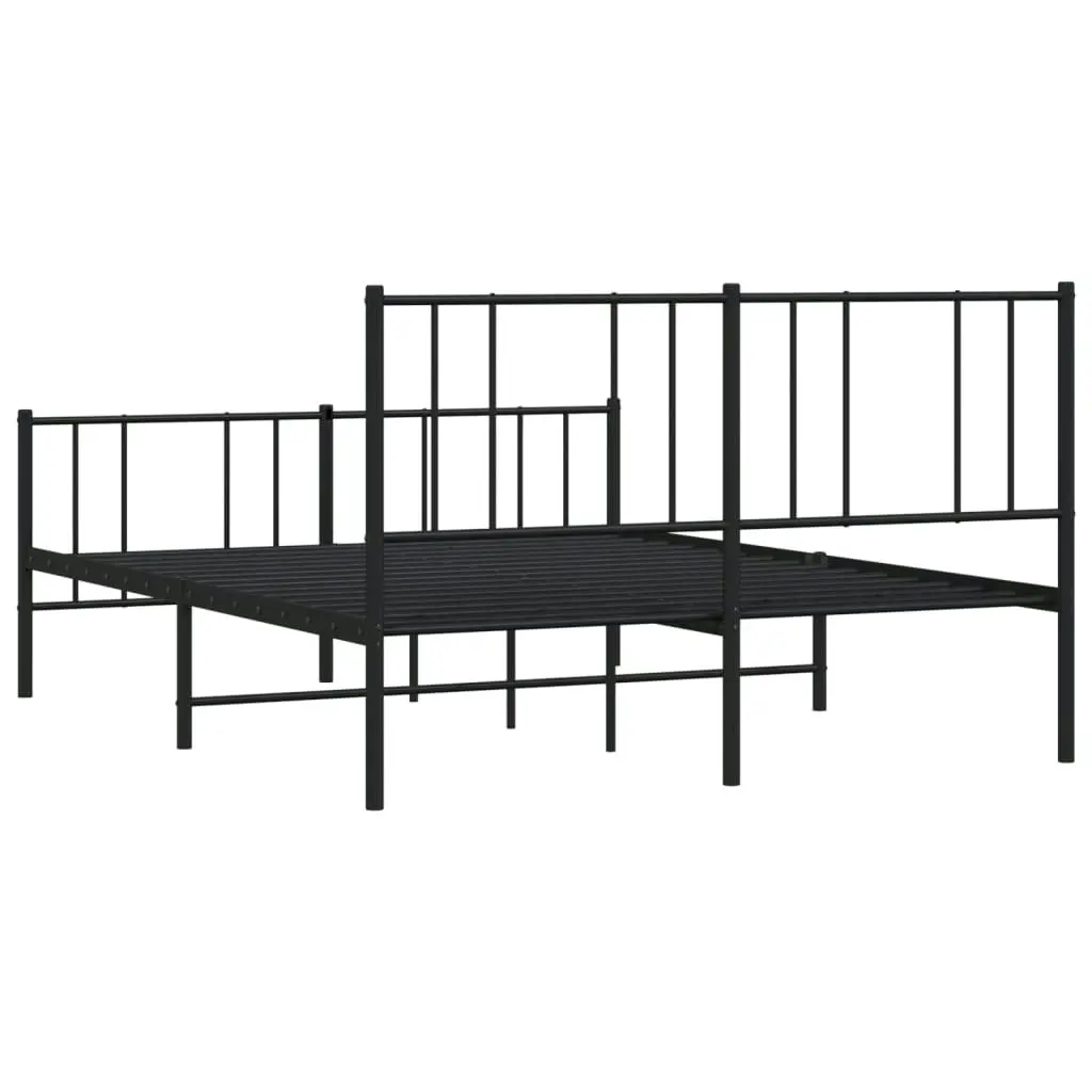 Metal Bed Frame with Headboard and Footboard Black 153x203 cm Queen Size 352500