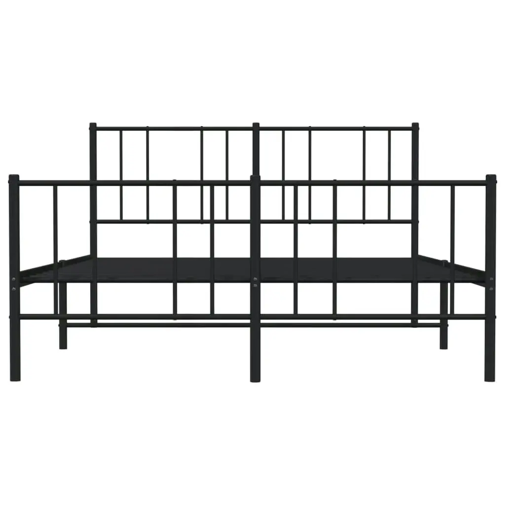 Metal Bed Frame with Headboard and Footboard Black 153x203 cm Queen Size 352500