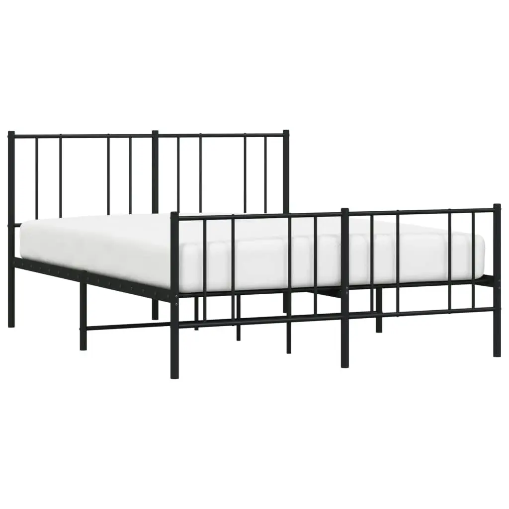 Metal Bed Frame with Headboard and Footboard Black 153x203 cm Queen Size 352500