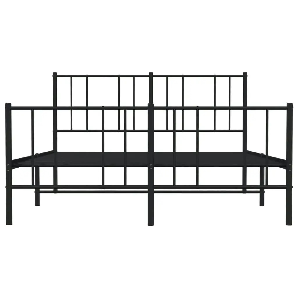 Metal Bed Frame with Headboard and Footboard Black 153x203 cm Queen Size 352500